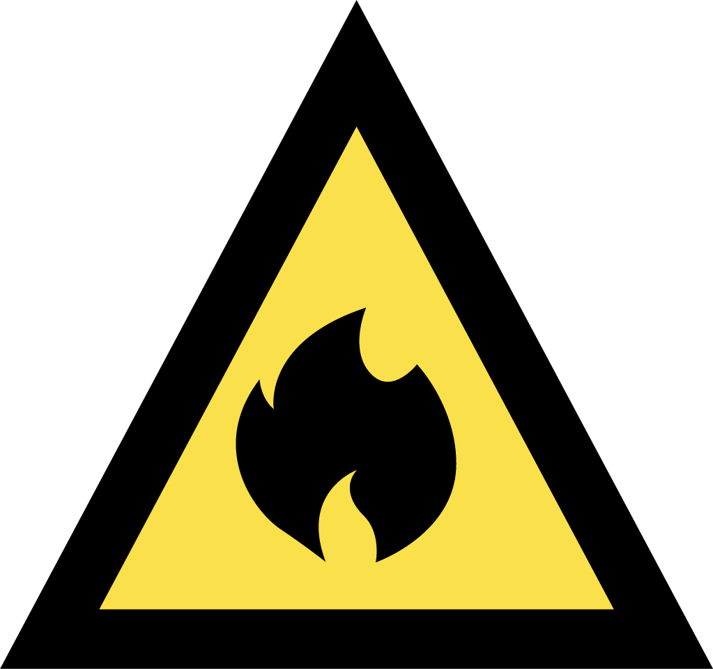Bushfire-Advice-Icon The image depicts an Australian Warning System Hazard Icon. The Icon is in the shape of an equilateral triangle depicting a black border and a yellow background to reflect the 'Advice' warning level, within the triangle, in black, is a flame to depict the hazard of a bushfire.
