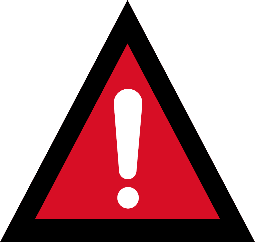 Other-EmergencyWarning-Icon The image depicts an Australian Warning System Hazard Icon. The Icon is in the shape of an equilateral triangle depicting a black border and a red background to reflect the 'Emergency Warning' warning level, within the triangle, in white, is an exclamation mark to depict the hazard of other.